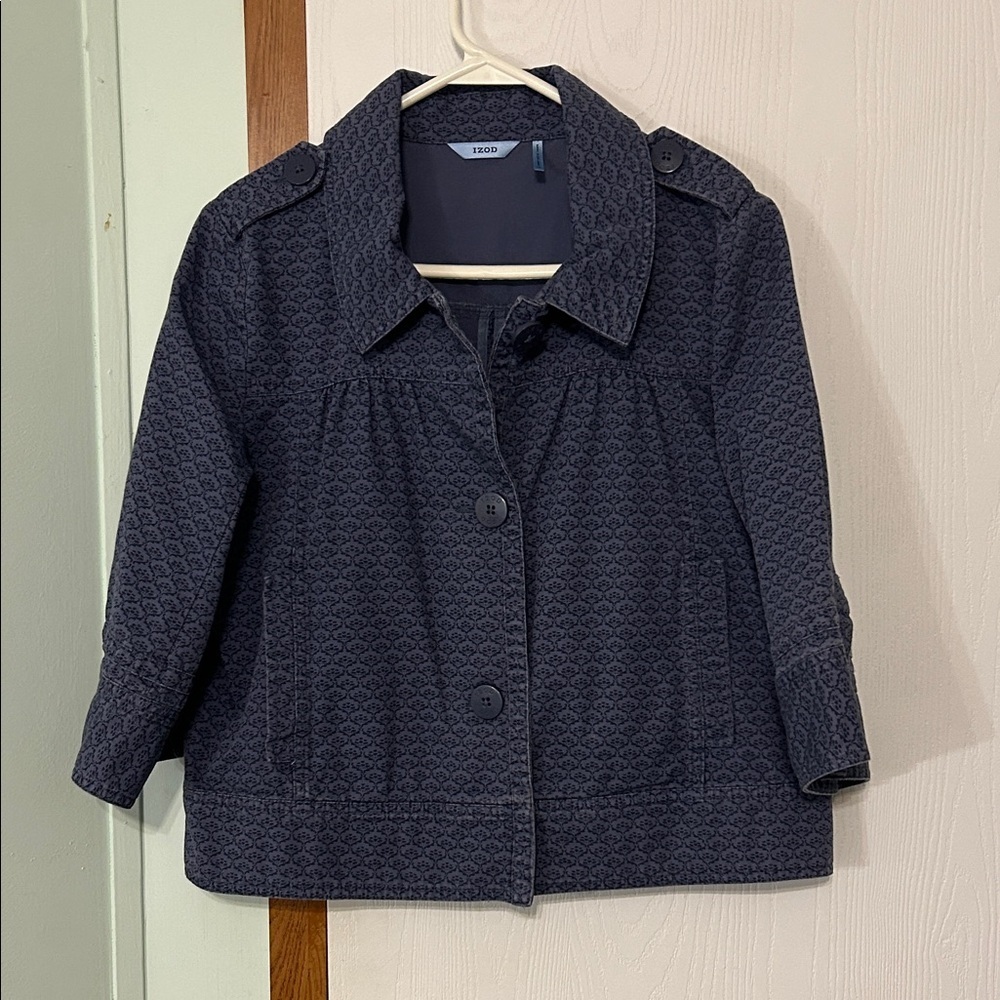 Izod Women's Navy Cropped Jacket Size Medium